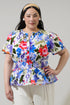 Amania Floral Sarina Smocked Peplum Top Curve